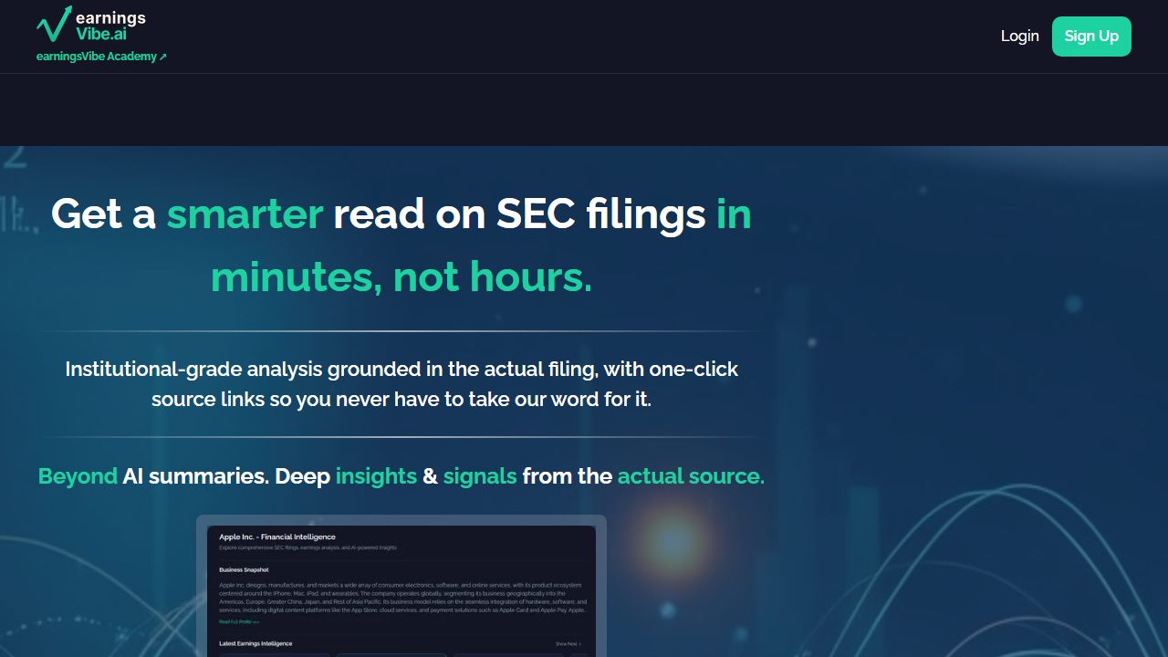 earningsVibe.ai — AI-powered SEC filing analysis